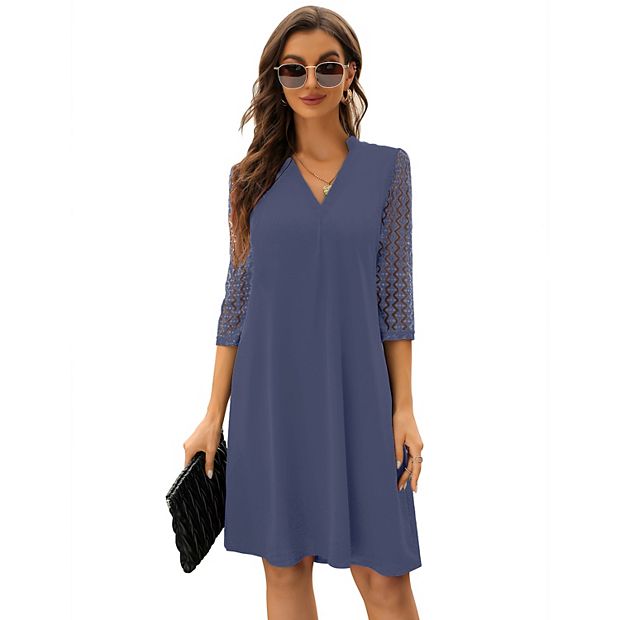 Womens Long Sleeve Mini Dress Casual Loose Flowy Swing Tunic Dresses For Spring Fall