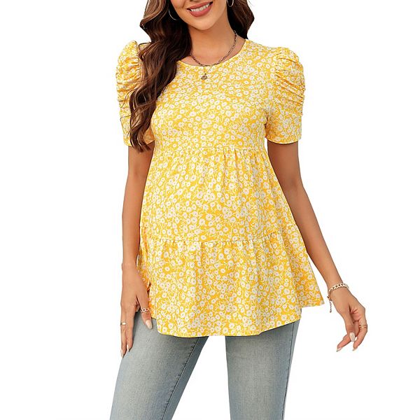 Womens Maternity Tops Pregnancy Shirts Short Sleeve Babydoll Tunic
