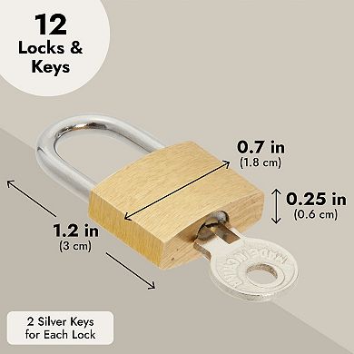 12 Pack 1.2-inch Small Luggage Locks With Keys - Mini Padlocks For Locker