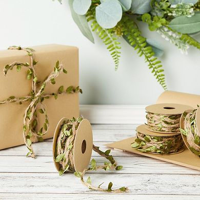 Burlap Leaf Ribbon - Jungle Party, Enchanted Forest Decor (65.6 Ft Total)