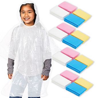 20-pack Disposable Rain Ponchos For Kids - Emergency Raincoats With Hood