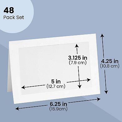 48 Pack Photo Insert Cards with Envelopes, White, 6.25 x 4.25 inches