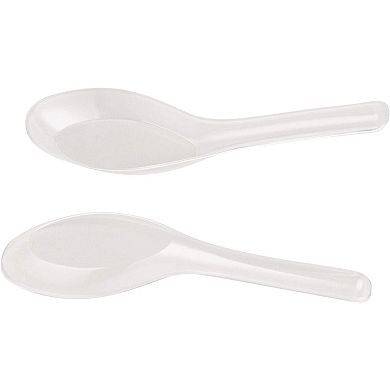 200 Pack Chinese Soup Spoons, Plastic Asian Utensils For Pho, Ramen, 4.5 X 1.2"