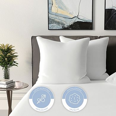 BodiPedic Fiber Filled 27 x 27 Euro Square Pillow Insert 2-Pack Set