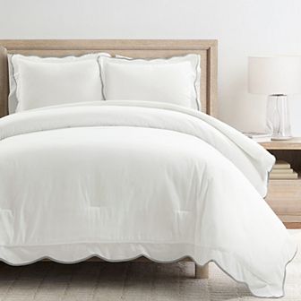 Lush Decor Coastal Chic Gray & White Scallop Edged Comforter Set