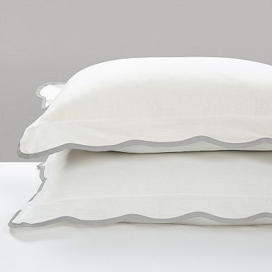 Lush Decor Coastal Chic Gray & White Scallop Edged Comforter Set