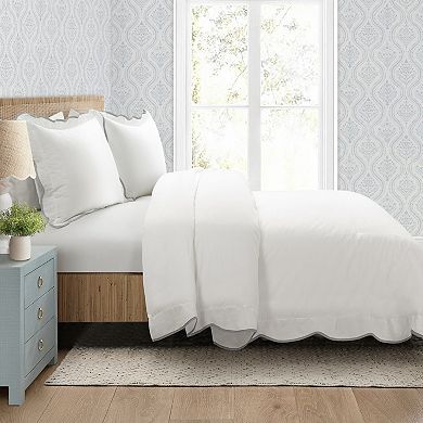 Lush Decor Coastal Chic Gray & White Scallop Edged Comforter Set