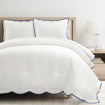 Lush Decor Coastal Chic Navy & White Scallop Edged Comforter Set
