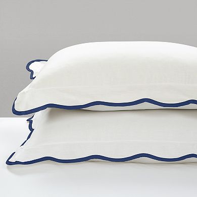 Lush Decor Coastal Chic Navy & White Scallop Edged Comforter Set