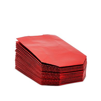 20x Reusable Gift Grocery Tote Bags W Handle Non Woven Metallic Red For Shopping