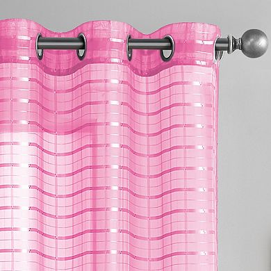 VCNY Home Lisa Solid Plaid Rod Rocket 1 Window Curtain Panel