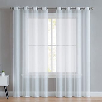 VCNY Home Martina Metallic Grommet Sheer 2 Window Curtain Panels