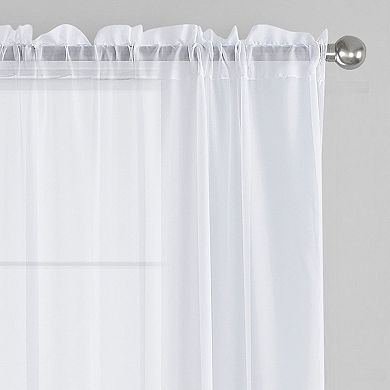 VCNY Home Alliv Solid Rod Pocket Sheer 2 Window Curtain Panels