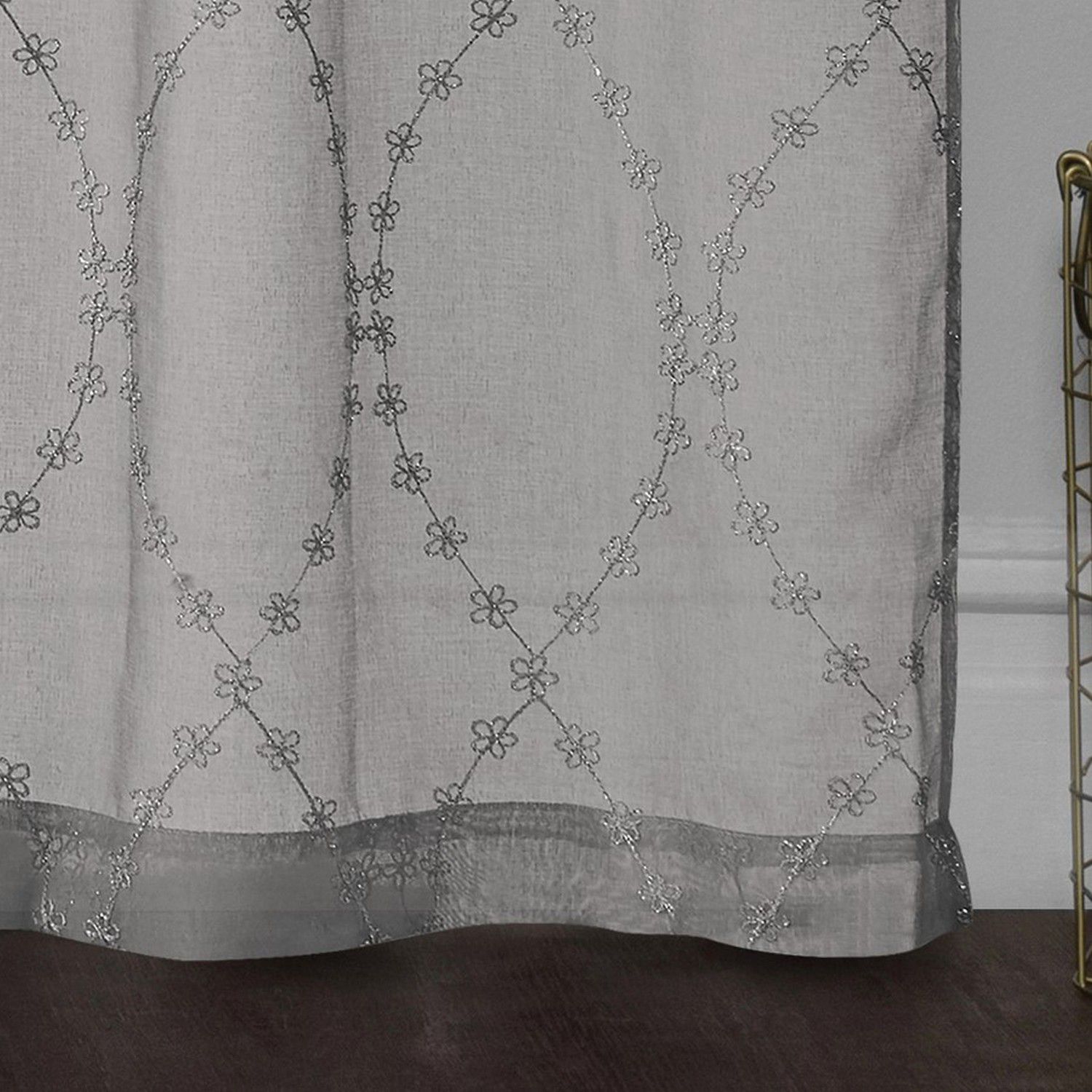 OPT 2-Layer Voile Sheer Embroidered Window Curtain Panel With Valance - 54x84 Inches