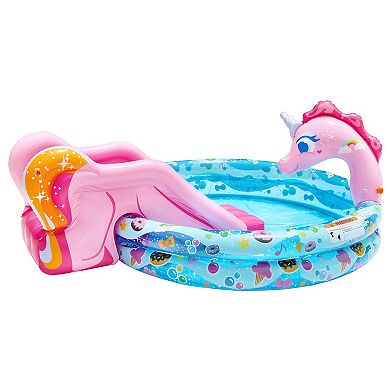 Banzai Spray 'N Splash Unicorn Pool Inflatable Outdoor Backyard Water Slide Unicorn Pool