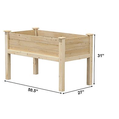 Portable Cedar Elevated Garden Planter Box with Fabric Liner for Home Gardening, 48 inches, Natural