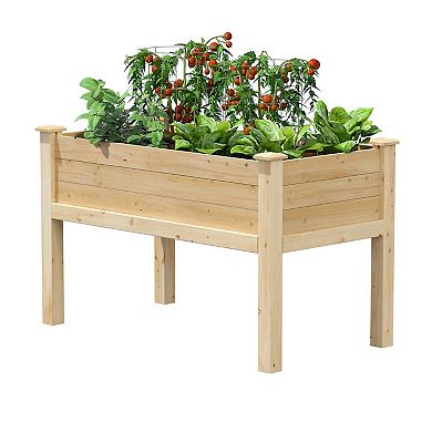 Portable Cedar Elevated Garden Planter Box with Fabric Liner for Home Gardening, 48 inches, Natural