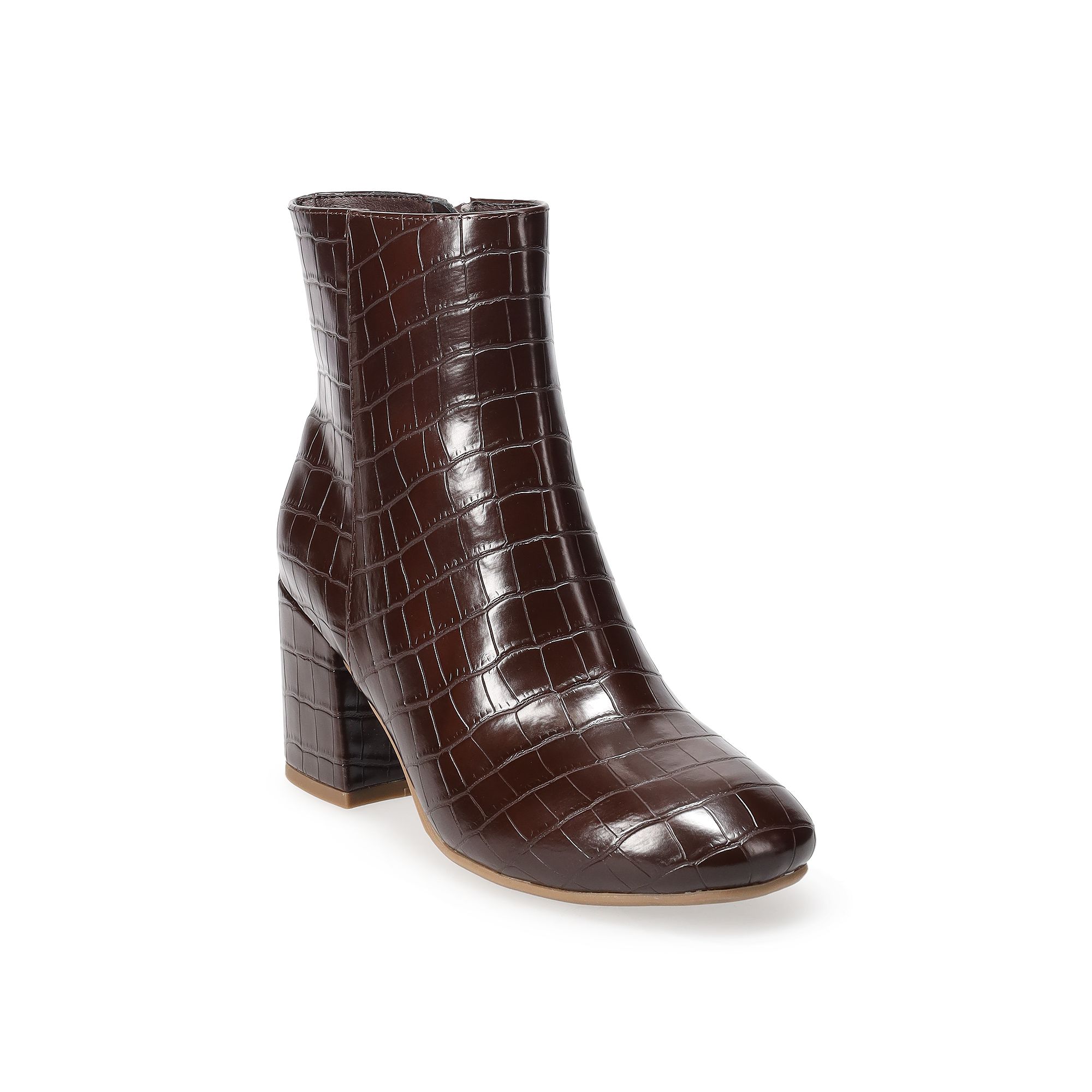 SO® Rayven Stretch Womens Ankle Boots, Size: 5, Browncroc