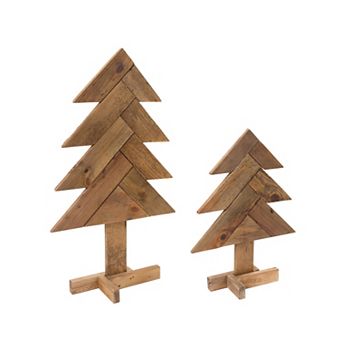 Rustic Wood Pine Tree (set Of 2)