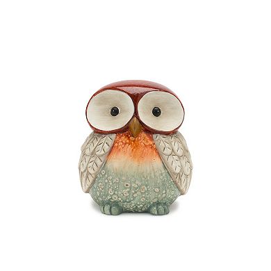 Terra Cotta Owl Figurine With Glazed Accents (set Of 2)
