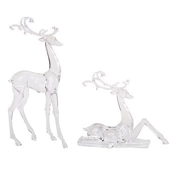 Modern Clear Acrylic Holiday Deer Figurine (Set Of 2)