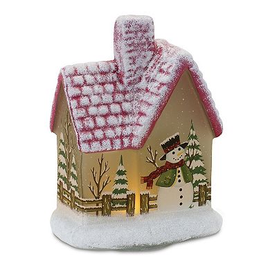 Led Lighted House With Snowman - 7.5 Inches (set Of 2)