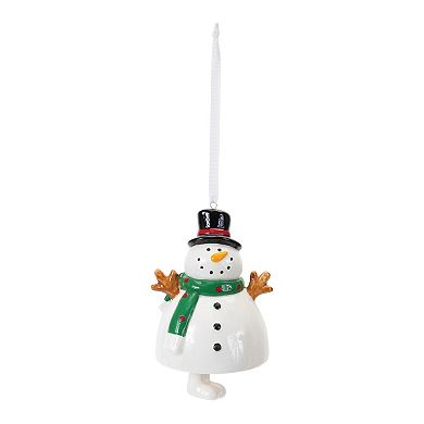 Ceramic Snowman Bell Ornament (Set Of 12)