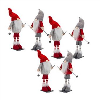 Plush Standing Gnome Skier (set Of 6)