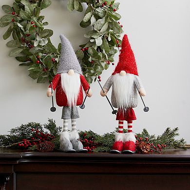 Plush Standing Gnome Skier (set Of 6)