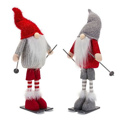 Plush Standing Gnome Skier (set Of 6)