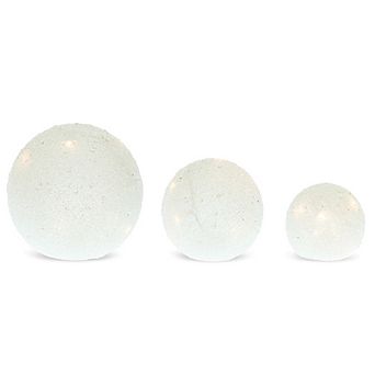 Led Frosted Snowball Globe - Set of 3