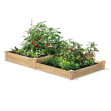 Outdoor Cedar Wood Raised Garden Bed 4x8 Ft with Two Tiers and Open-Bottom Design, Natural