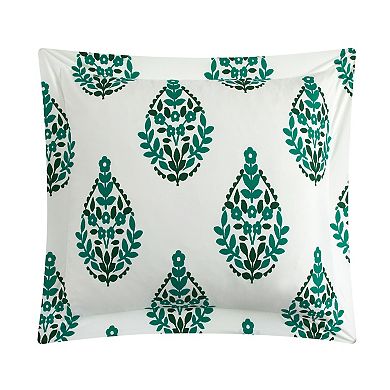Chic Home Clarissa Green Floral Pattern Comforter, Shams, & Throw Pillow Set