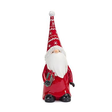 Holiday Gnome Figurine with Present and Wreath Accent (Set of 2)