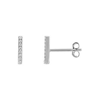 PRIMROSE Sterling Silver Cubic Zirconia Pave Bar Stud Earrings