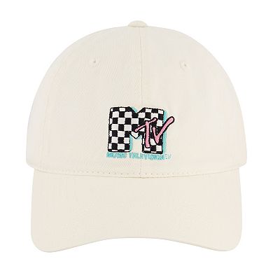 MTV Embroidered Checkered Logo Dad Baseball Cap