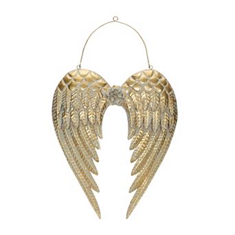 Brushed Metal Angel Wings Ornament 30"