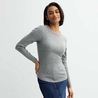Women's Sonoma Goods For Life® Rib Slim Fit Long Sleeve Tee
