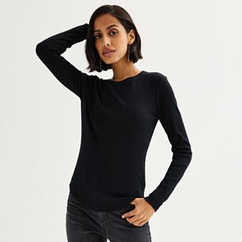 Women's Sonoma Goods For Life® Rib Slim Fit Long Sleeve Tee