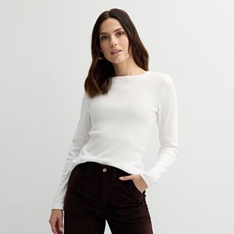 Women's Sonoma Goods For Life® Rib Slim Fit Long Sleeve Tee