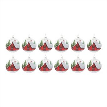 Frosted Barn Ball Ornament (Set Of 12)