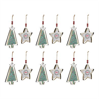 Tree And Star Cookie Cutter Ornament (Set Of 12)