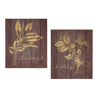 Laurel And Holly Plaque (Set Of 2) 9"l X 11"h Plastic/mdf