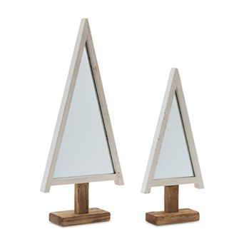 Framed Mirror Pine Tree (set Of 2)