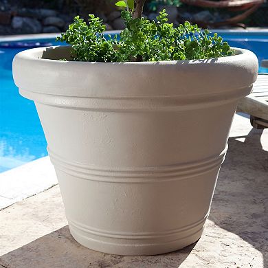 12-inch Diameter Round Planter In Weather Resistant Poly Resin Plastic