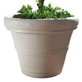 12-inch Diameter Round Planter In Weather Resistant Poly Resin Plastic