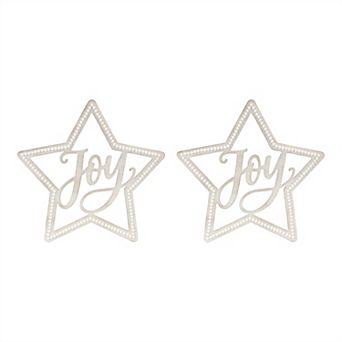 Beaded Wood Star With Joy Sentiment (set Of 2)