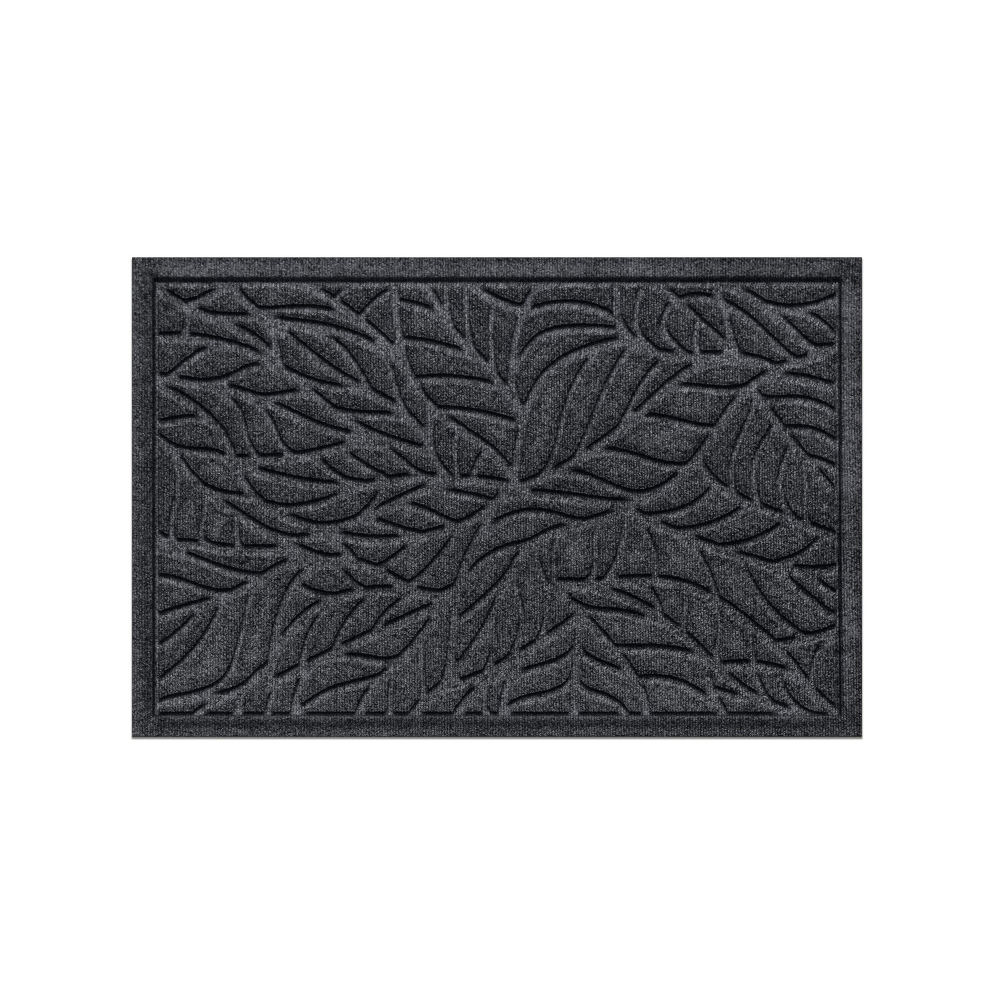 Waterhog Tropical Leaves 23 x 35 Indoor / Outdoor Doormat Rug, Grey