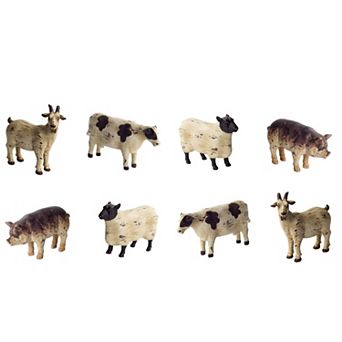 Rustic Farm Animal Figurine - Set of 8
