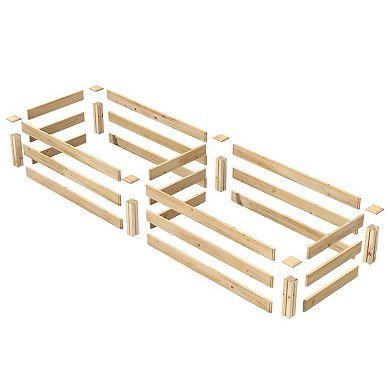 Pine Wood 2-ft X 8-ft Outdoor Raised Garden Bed Planter Frame